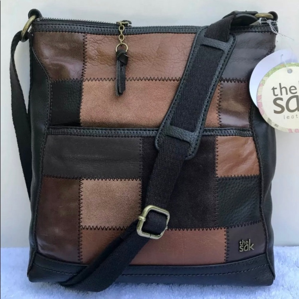 The SAK Iris Brown Patchwork Crossbody/Shoulder Bag. ($119) Used 2X (as New) ✨